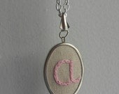 Personalized Initial Necklace - Hand Embroidered - Made to Order