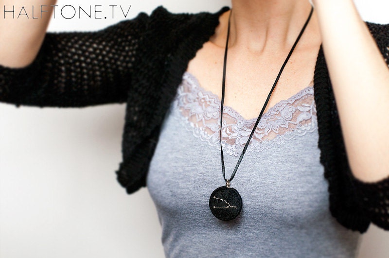 Taurus Astrology Pendant - Stitched Needlework Constellation Necklace