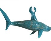 Glass Shark Ornament Teal Lampwork