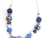 Blue and Silver Glass Heart - Murano Nights