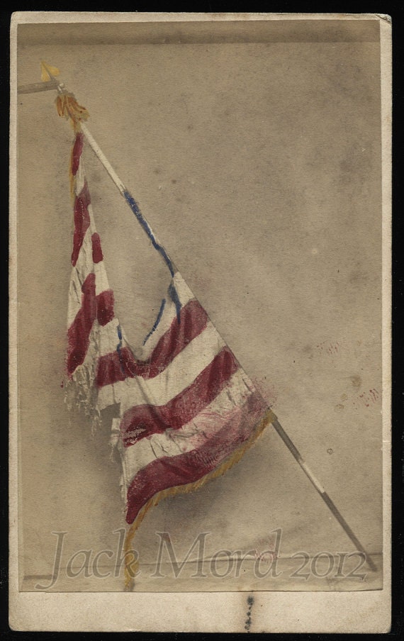 Rare CDV Photo of Tattered Civil War BATTLE FLAG // Philadelphia