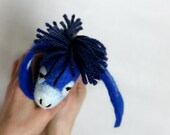 Jacob - Felt Donkey. Art Toy. Felted Stuffed Marionette Puppet Handmade Toys. blue electric green aquamarine sea. MADE TO ORDER