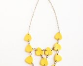Handmade Statement necklace porcelain jewelry bib ceramic handmade in butter yellow glaze