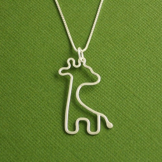 Giraffe Necklace, Baby Giraffe, Sterling Silver, Made To Order