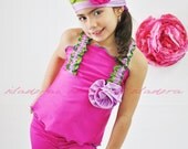 Girl's Fuschia Bathing Suit Tank and shorts