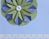 Blue and Green Card, Thanks, Thank You Handmade Card, 3D Flower Card