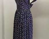 Cute 1940s polka dot rayon dress, WWII era, Swing, Rockabilly