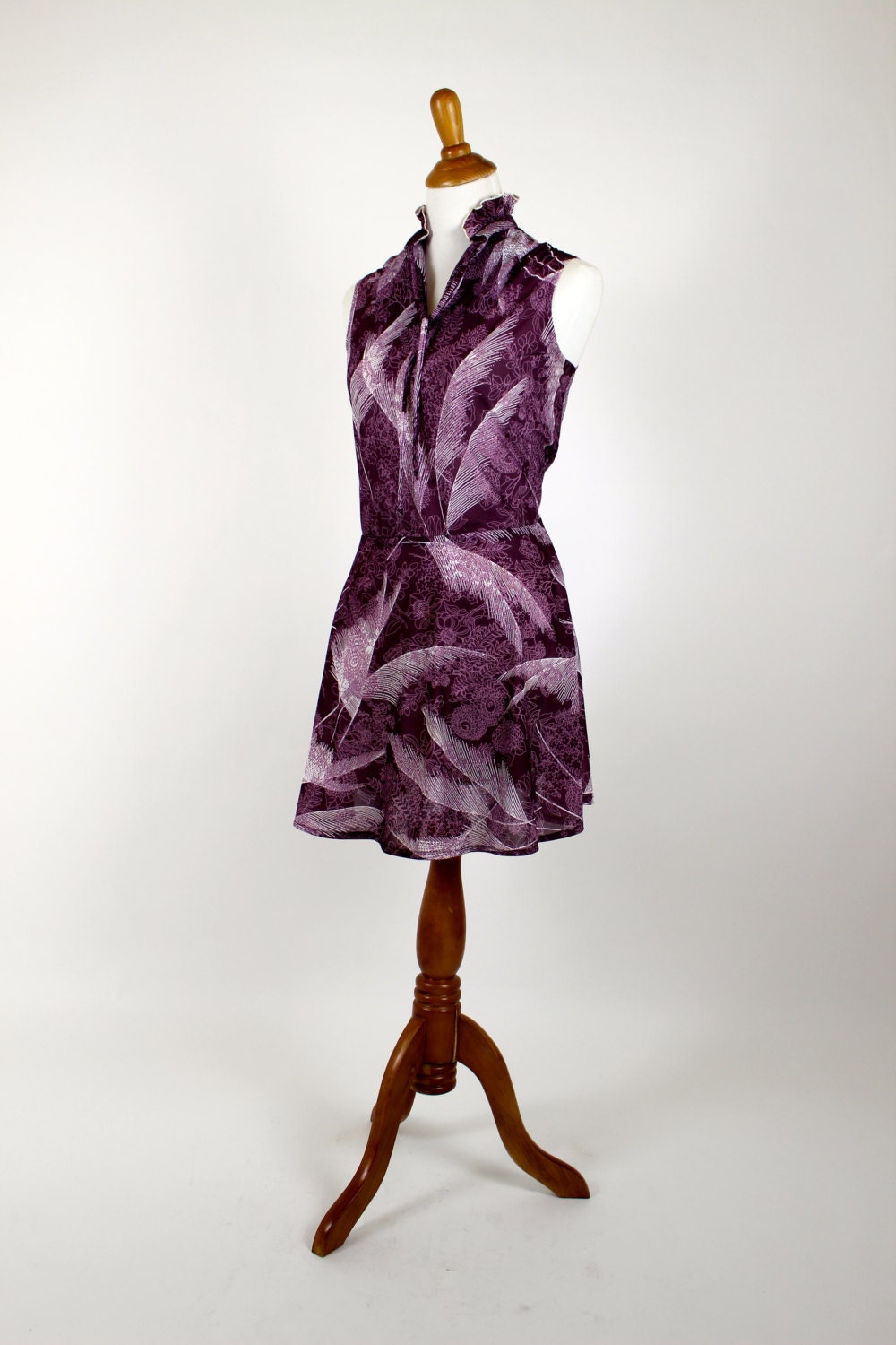 Vintage 1980's Kenly Casuals Dress - Purple & Mauve Abstract Floral Dress - M