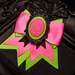 Pink & Lime Green Brains Cameo Traditional Hair Bow Clip