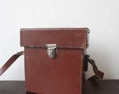 Vintage 1940s Small Brown Leather Box Bag