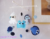 Under the Sea Mobile - Baby Crib Mobile - Nursery Room Decor - Fish Mobile - Polka Dot Go Fish Ocean theme(Custom color available)