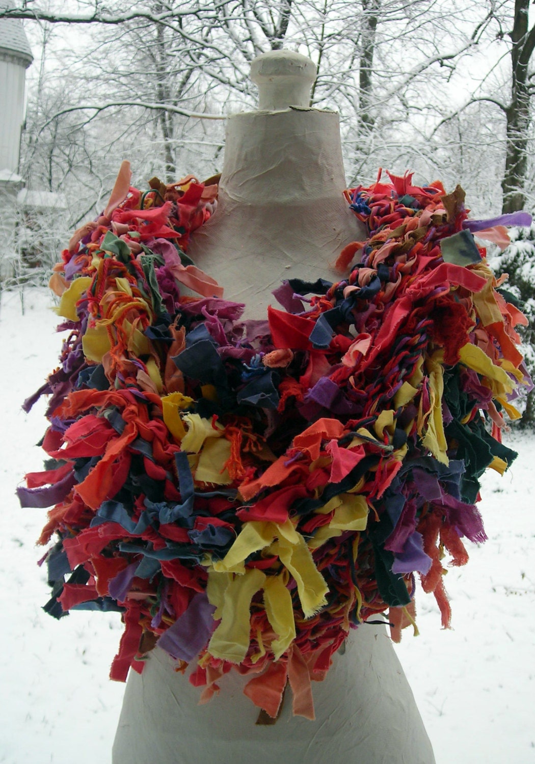 Confetti Colored Rag Knit Cowl Scarf