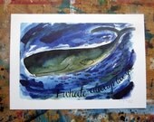 Whale art, blue sea, fish home decor. Print of my illustration, I Whale Always Love You. Love decor, baby shower or anniversary gift
