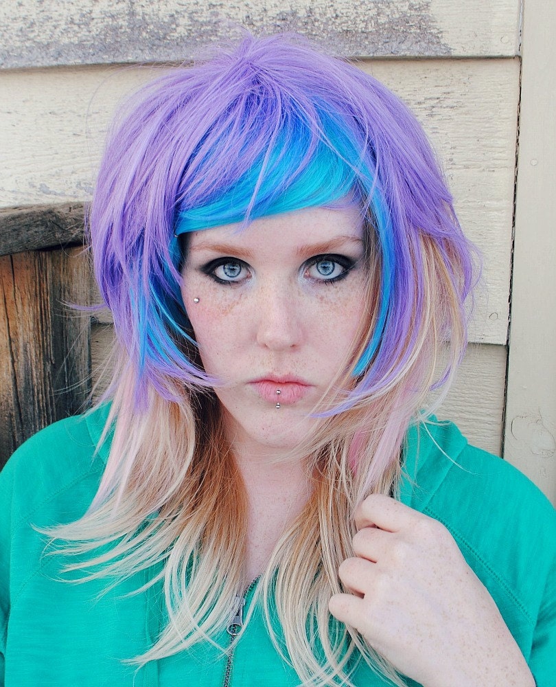 Sale . Sugarplum Fairy // Purple Blue Blonde Hair // Straight Cosplay Pretty Wig