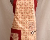 Red Apron with Appliqued Mugs