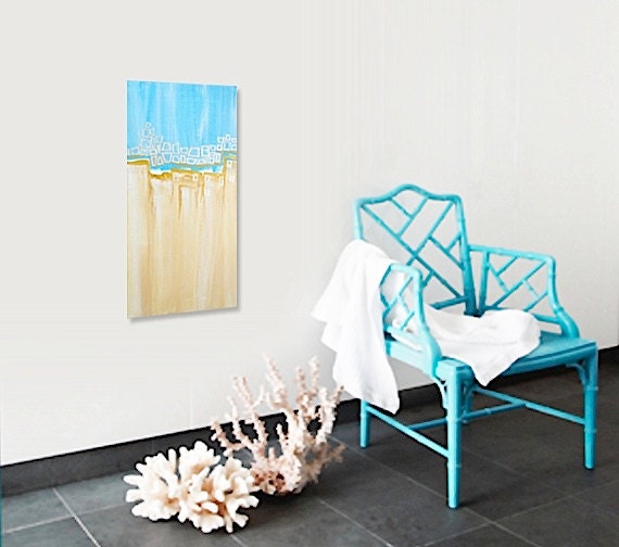 original abstract modern painting - gallery fine art - contemporary interior design - ooak home wall decor - blue white gold