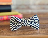 navy blue and cream chevron bow tie: The Slater