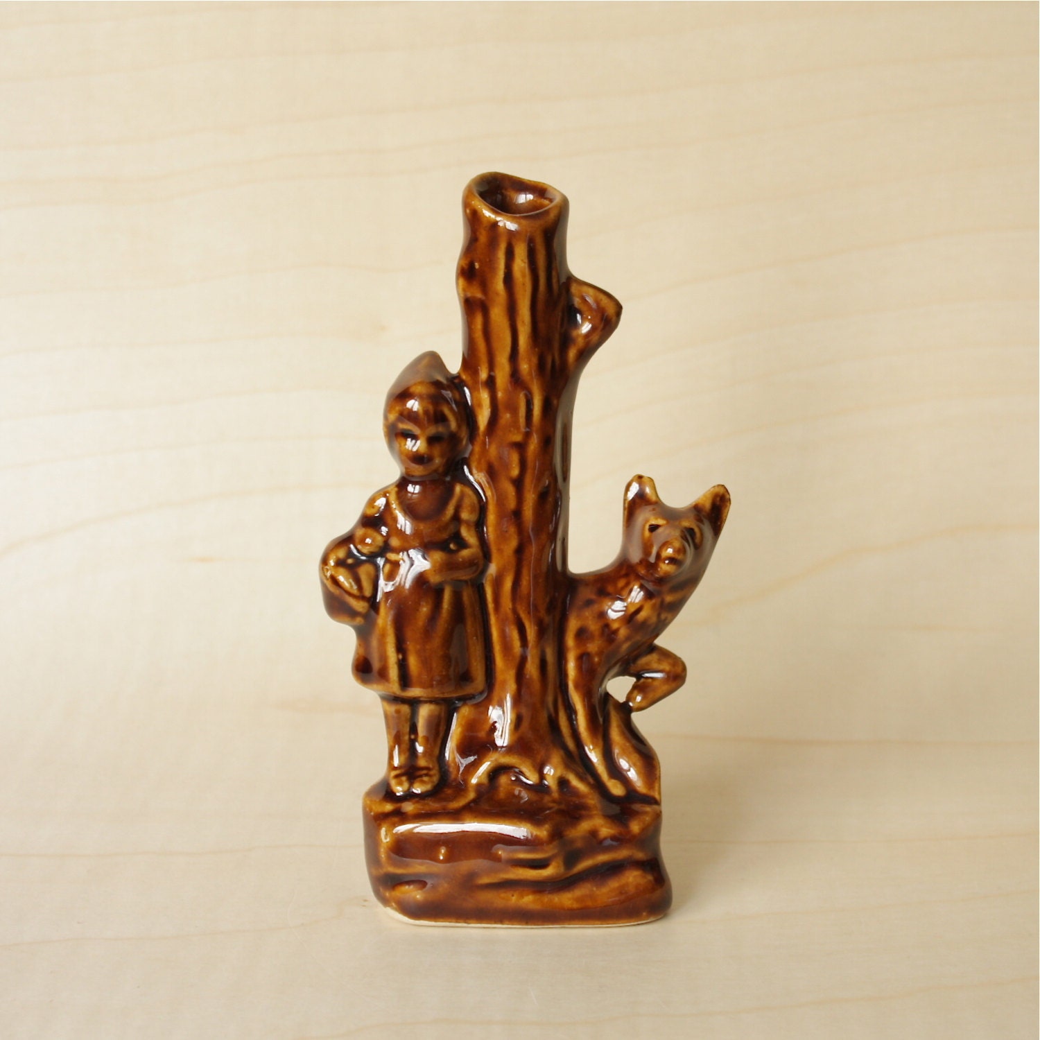 Vintage Red Riding Hood and the Wolf Vase