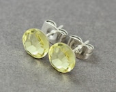 Swarovski Stud Earrings : Jonquil Swarovski Crystal Stud Earrings, Sterling Silver Plated Earring Posts, Yellow, Green