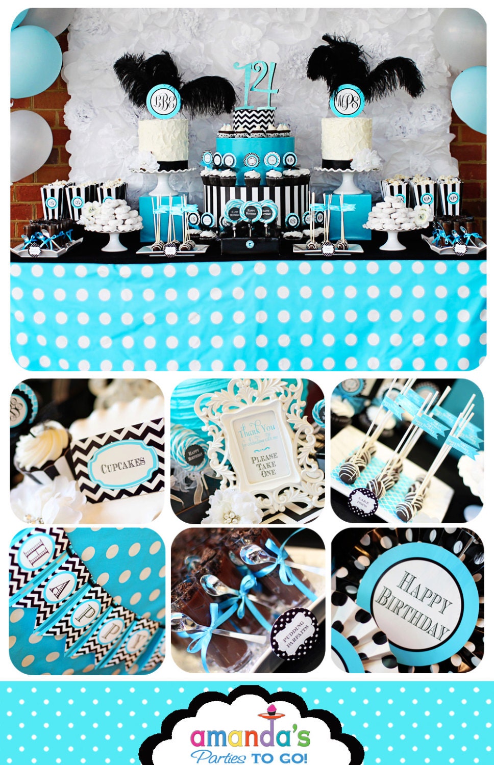 Birthday Party Printable - Monogram - Teen Birthday - Glam - Girl's Birthday - Ladies Birthday -Huge Party Set by Amanda's Parties TO GO