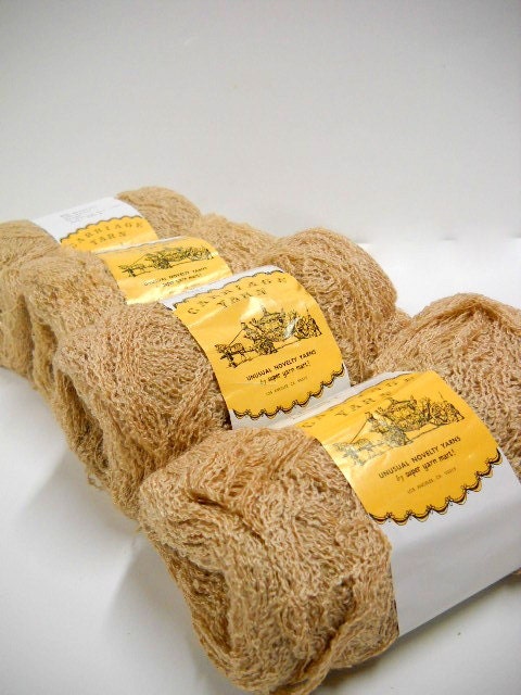 Vintage Yarn, Knitting Supplies, Boucle Yarn, Carriage Yarn Co, Novelty Yarn, Fingering Weight, Beige Yarn
