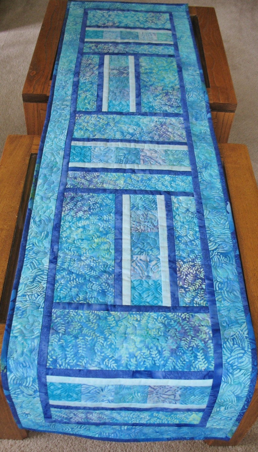 Batik Table Runner Gorgeous Blues