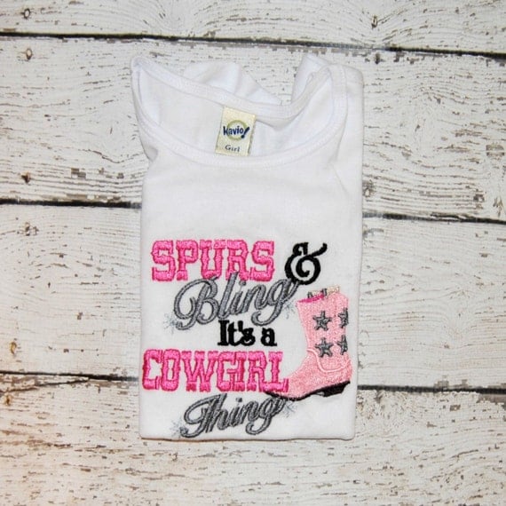 Spurs and Bling It's a Cowgirl Thing Embroidered Shirt or Onesie
