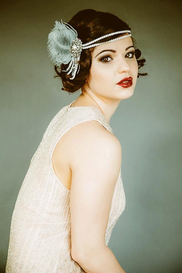 Flapper Headpiece, Vintage Inspired, Bridal Hairpiece, The Great Gatsby, 1920's, 1930's, Party, Roaring 20's, Silver, Gray, Pearl, Feather