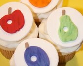 Fondant cupcake toppers Caterpillar Fruit
