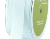 1 yd - LIGHT BLUE Twill Stripes Chevron  - 3/4-Inch Wide Ribbon - May Arts