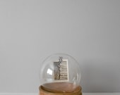 20% sale // rustic glass ball cloche with wood base // repurposed // salvaged garden storage