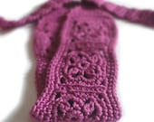 Crochet Headband, Boho Knit Hairband, In Magenta, Purple Cotton