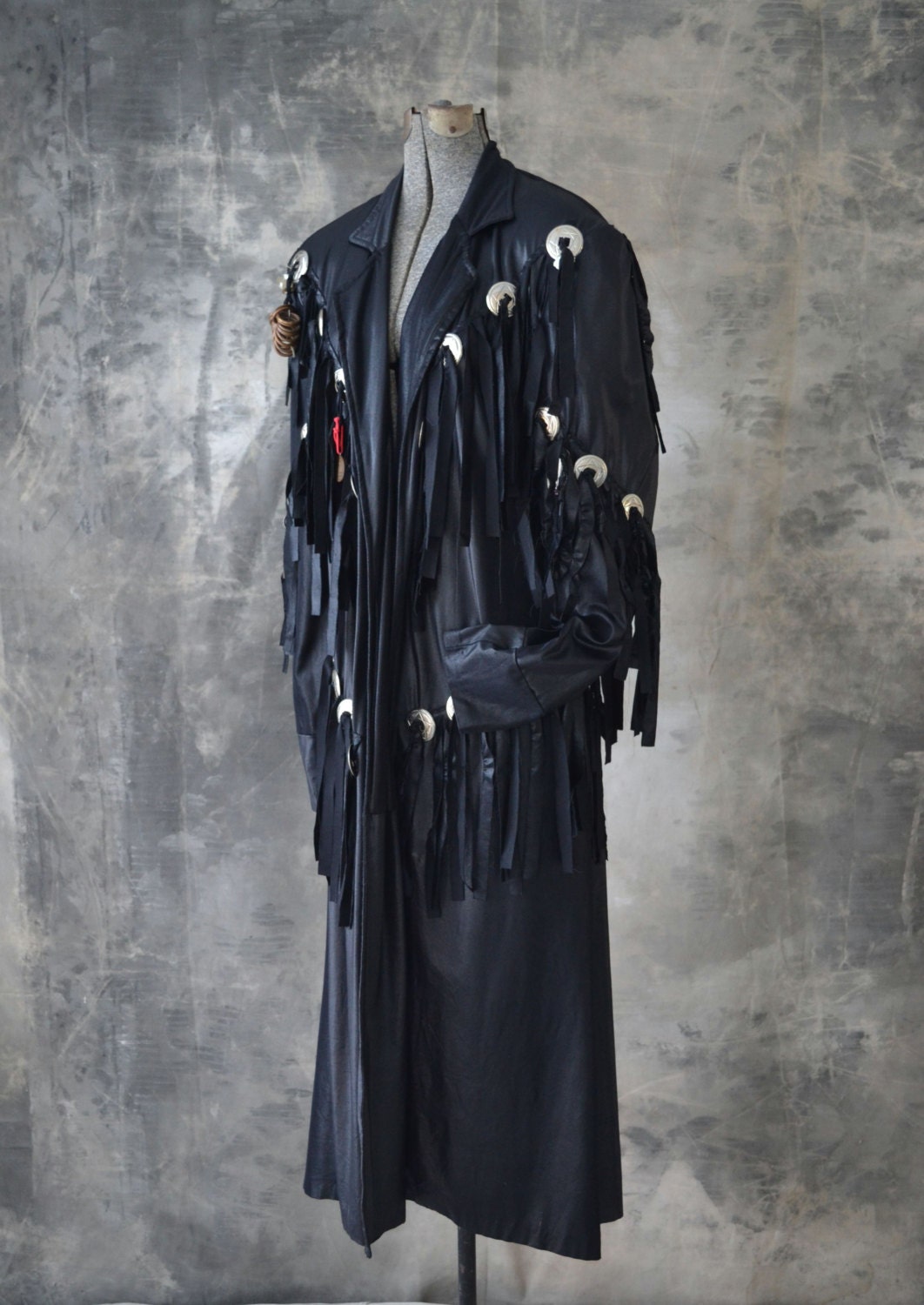 1980s Stevie Nicks Black Fringe Coat