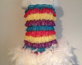 SALE-Ruffle My Feathers-Spring Rainbow-OOAK Couture Feather Dress (Size 2T-3T) Ready to Ship