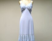Vintage 1950s Slip / 50s Baby Blue Bombshell Nylon Lace Full Slip / 34-36 Bust