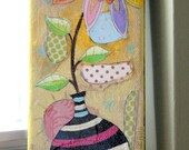 Original Acrylic Flower Painting - 3 x 9 home decor canvas - Inspire An Artful Life - on Etsy
