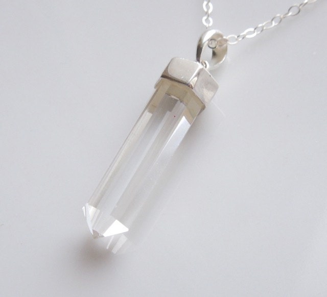 Quartz Crystal Necklace in Silver