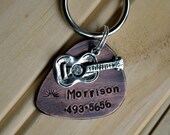 Guitar Pick... Dog Tag/Tags Cat (Pick-A-Tune)... Pet ID Tags/Tag Keychain Music