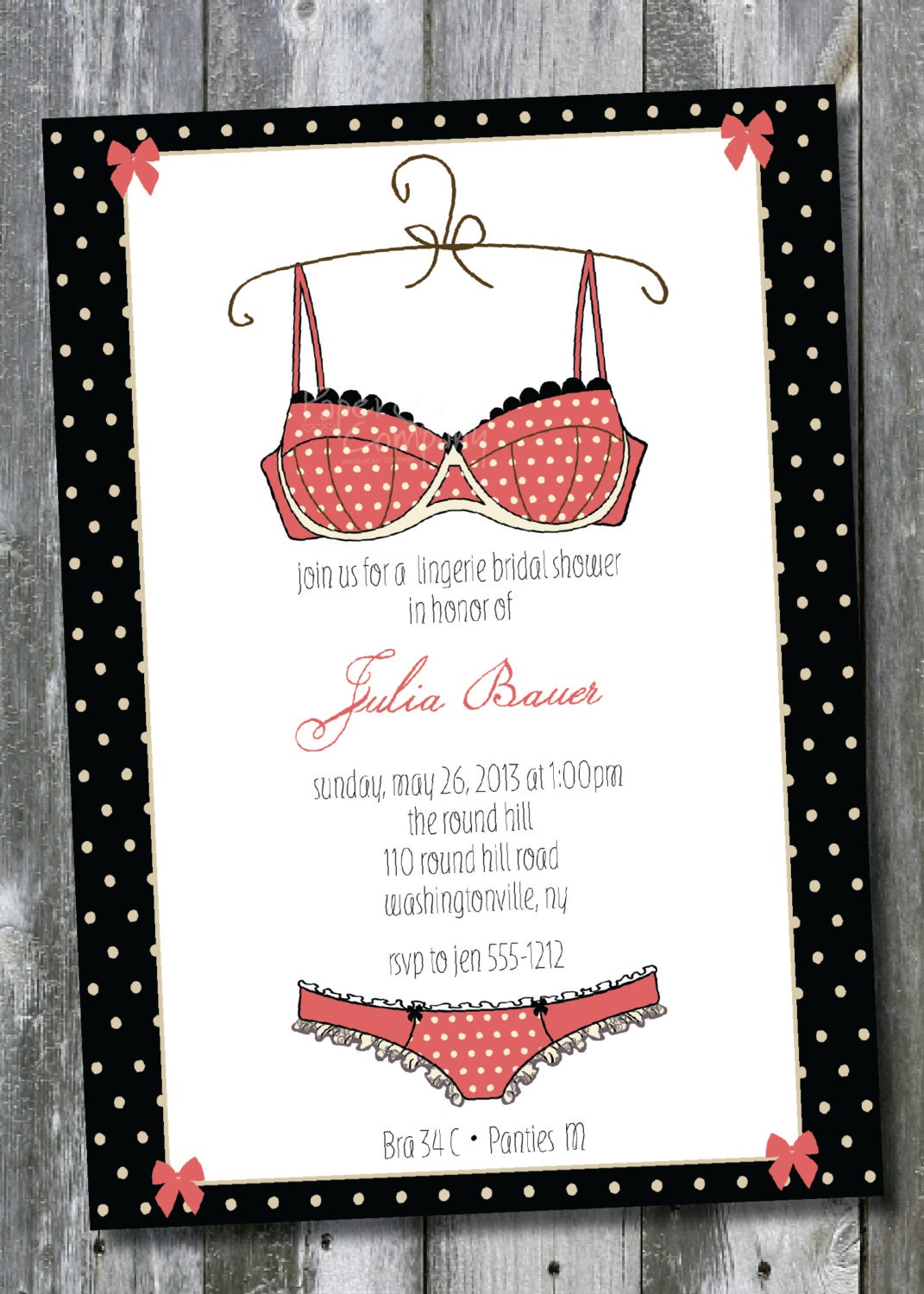 LINGERIE SHOWER Bridal Shower Invitation / Bachelorette Party Invitation - diy