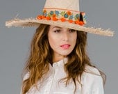Straw Floppy Hat with Raw Fray Edge- Tulum Mexico Inspired