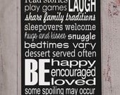 Grandparent Rules Subway Art Typography Word Art Sign - Your Choice of Color