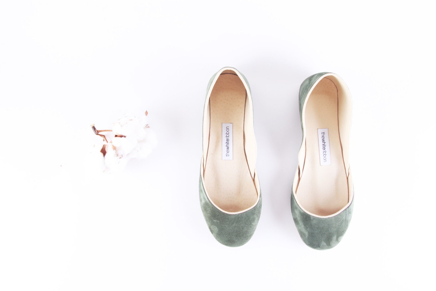 custom listing for Rose...s40...up-cycled Velvet Dark Green nubuck ballet flats.
