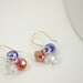 patriotic beaded dangle earrings, red, white, & blue earrings