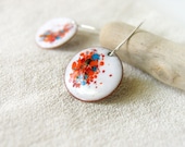 Enamel earrings dangle drop multicolor white summer artisan by Alery bioteam - alery