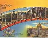 Pennsylvania Large Letter Postcard - Greetings from