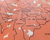 London map - large London map - 1950s design - home decor - vintage London map - paper ephemera - geekery