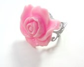 Light Pink and White Flower Adjustable Ring