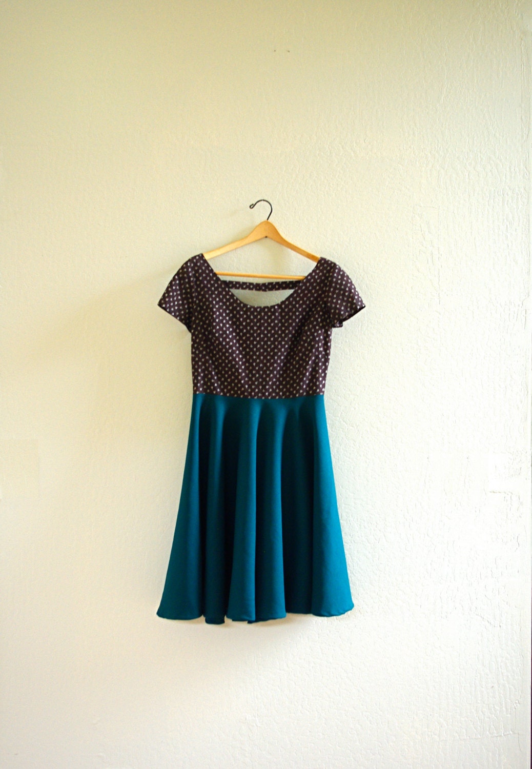 Turquoise and Brown Short Sleeve Dress - Women's Sustainable Clothing