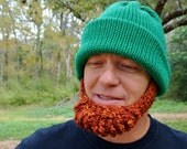IRISH Beard Beanie Hat - Made to Order - Irish Red Chin Beard- St Patrick's Day