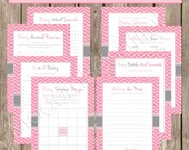 Baby Shower Game Mega Pack - Pink Sugar and Spice Chevron - Design1 INSTANT DOWNLOAD Il_170x135